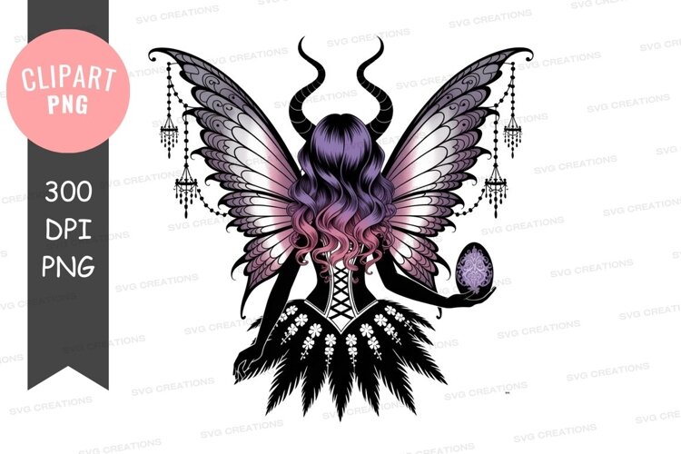 Mystical fairy with dark wings example image 1