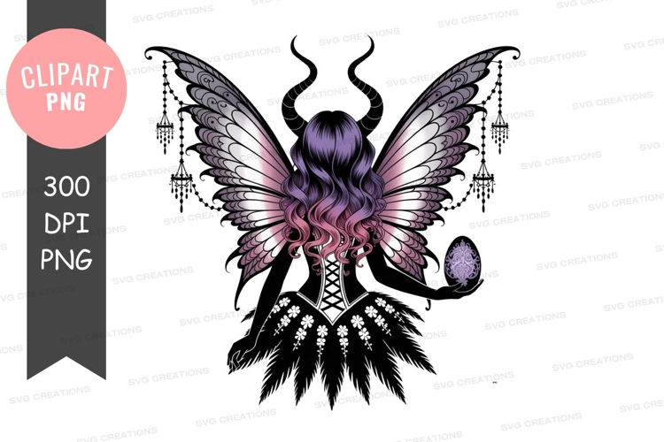 Mystical fairy with dark wings