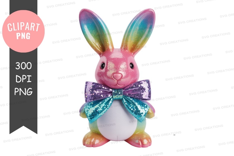 Colorful easter bunny with bow