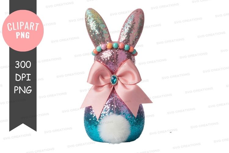 Decorative glitter bunny with bow