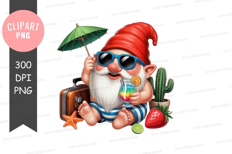 Relaxing gnome on vacation