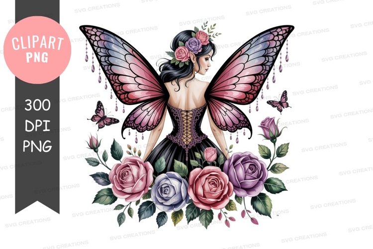 Enchanted fairy with wings and roses
