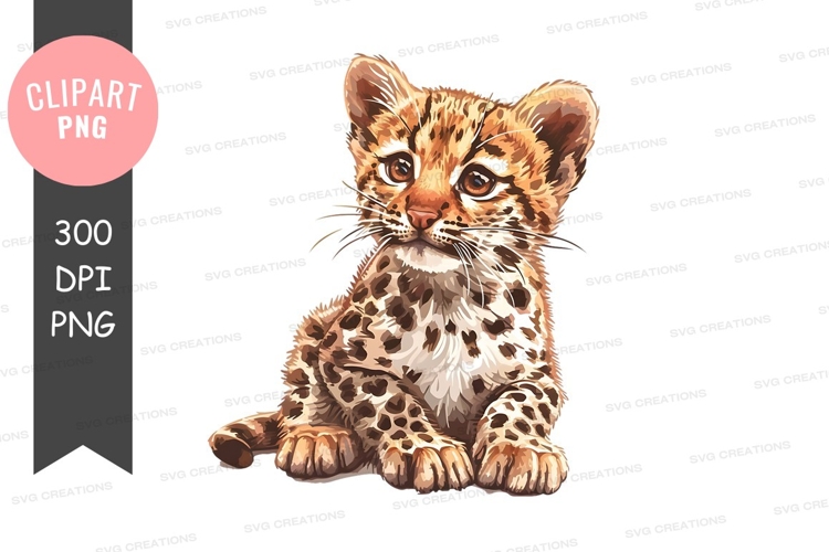 Cute leopard kitten clipart png
