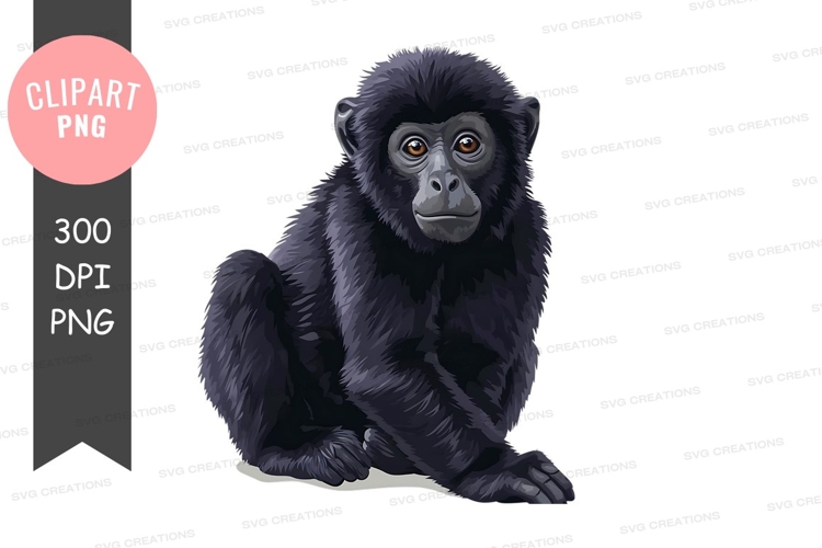 Cute black gorilla clipart png