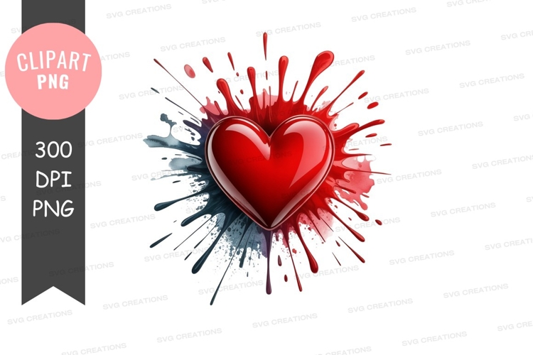 Vibrant heart splash clipart png