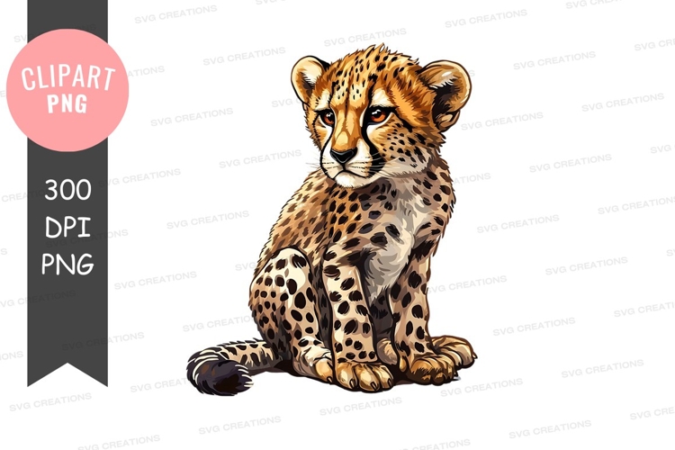 Cute cheetah cub clipart png