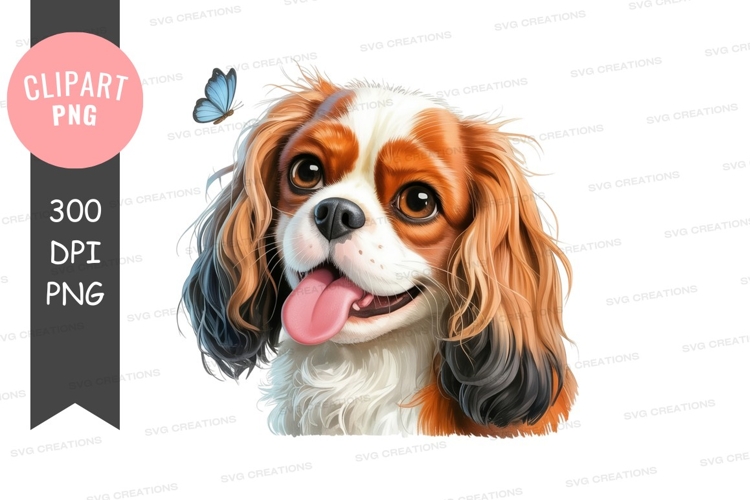 Playful puppy with butterfly