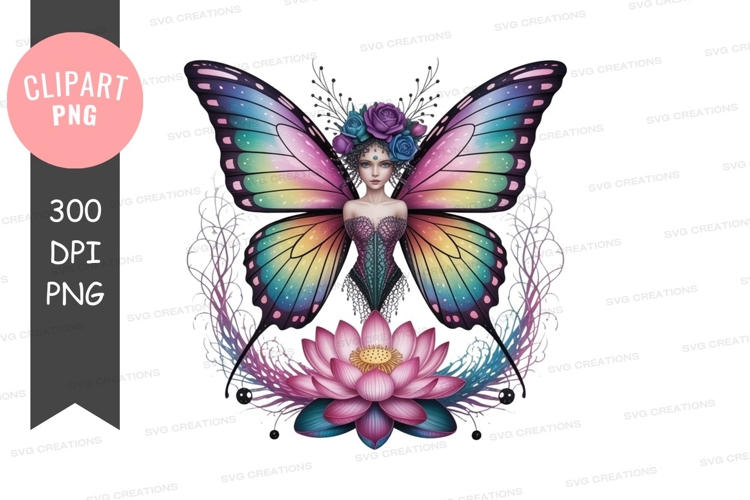 Fantasy butterfly fairy with lotus flower