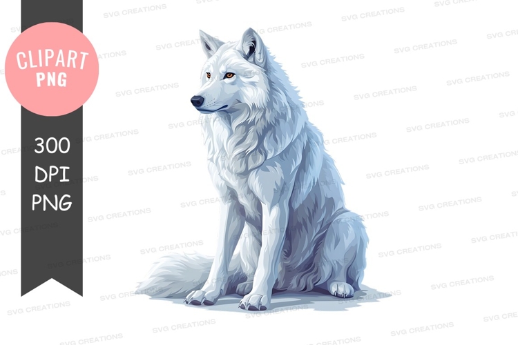 Majestic white wolf clipart png
