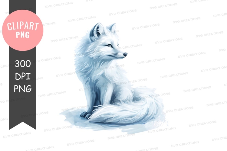 White arctic fox clipart png