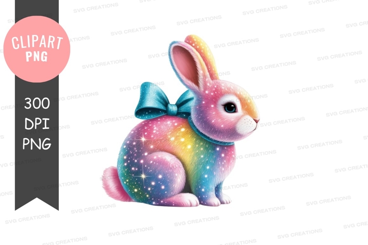 Rainbow bunny with sparkles