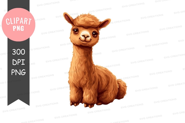 Cute brown alpaca clipart png
