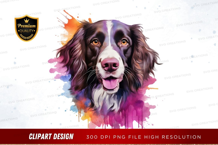 Happy dog with colorful splash