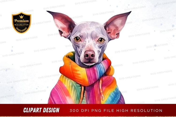 Colorful dog in scarf clipart png