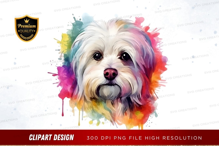 Colorful dog portrait clipart png