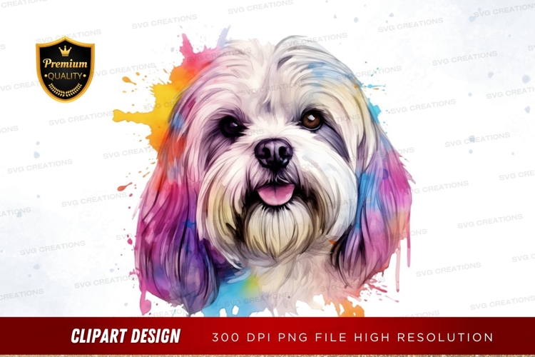 Colorful dog portrait clipart png