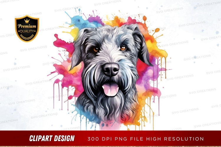 Happy dog with colorful splash