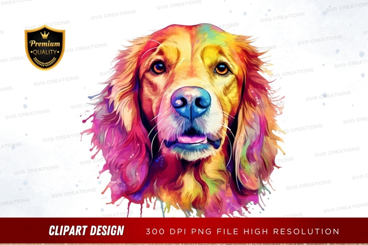 Vibrant dog portrait clipart png