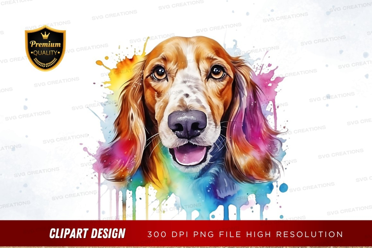 Happy dog with colorful splash