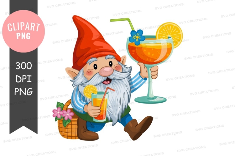 Gnome enjoying summer drinks