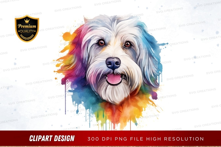 Happy dog with colorful splash