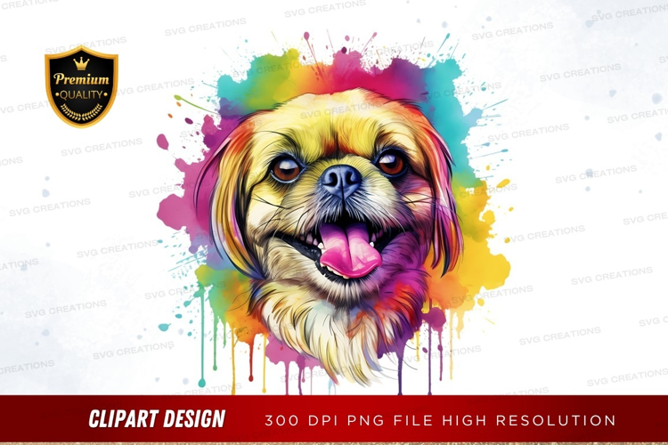 Happy dog with colorful splash