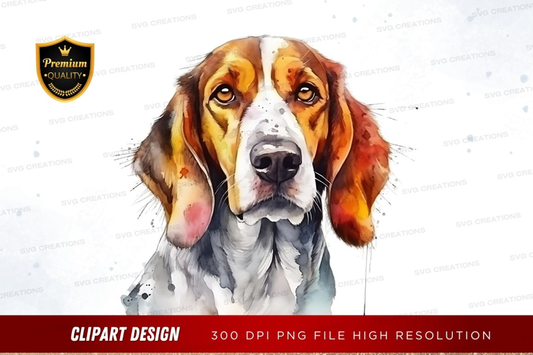 Watercolor portrait of a dog