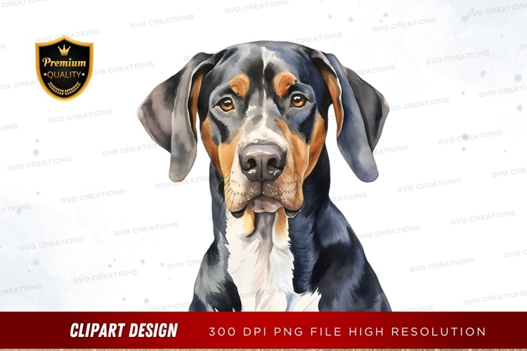 Portrait of a black, tan, and white dog