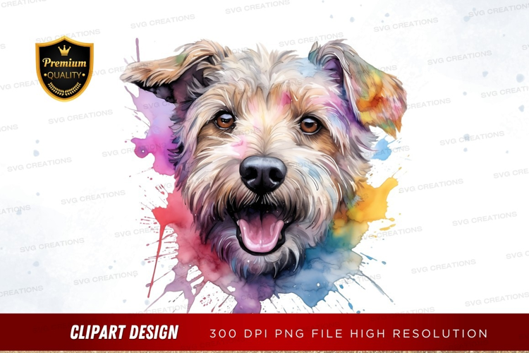 Happy dog with colorful splash