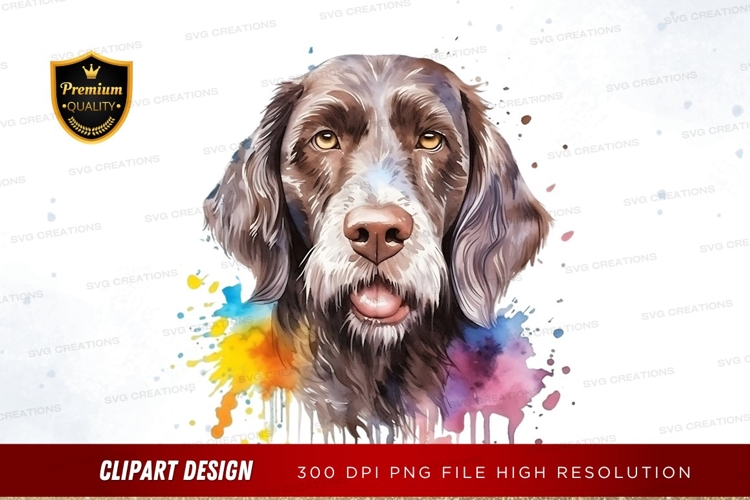 Watercolour portrait of a dog