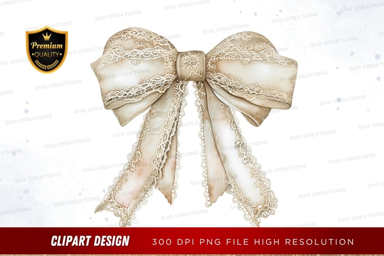 Elegant lace bow clipart png