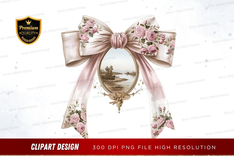 Elegant bow with floral frame