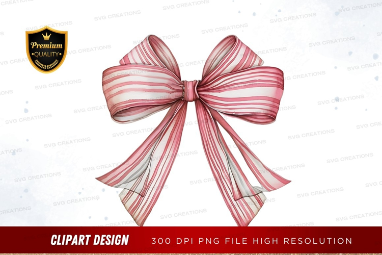 Pink and white striped ribbon bow