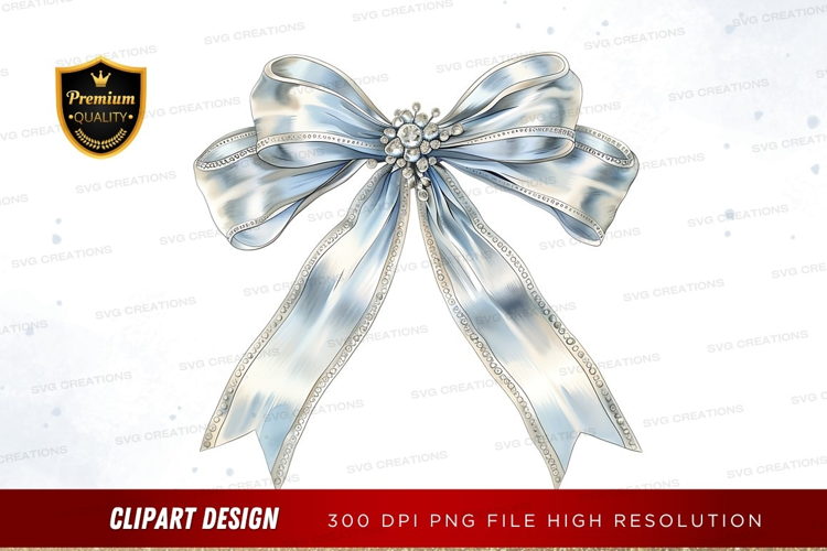 Elegant blue ribbon with jewel center