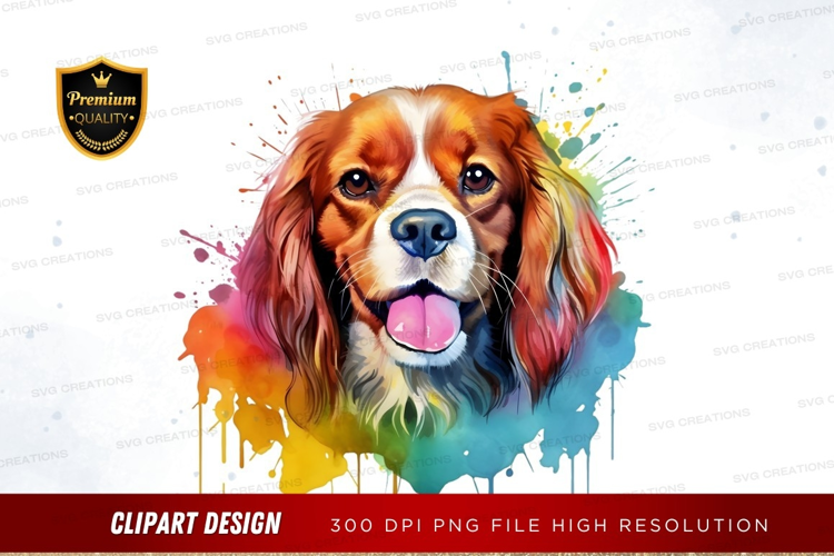 Happy dog with colorful splash