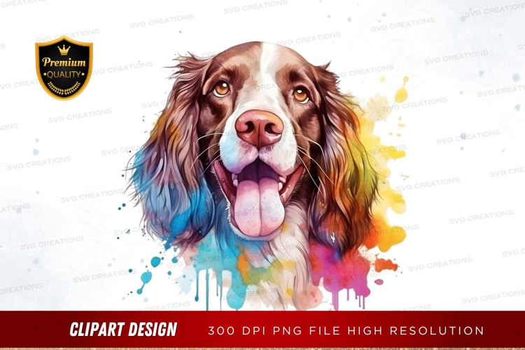 Happy dog with colorful splash
