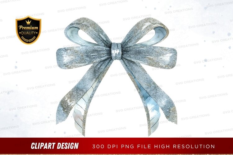 Elegant silver glitter bow example image 1
