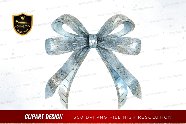 Elegant silver glitter bow