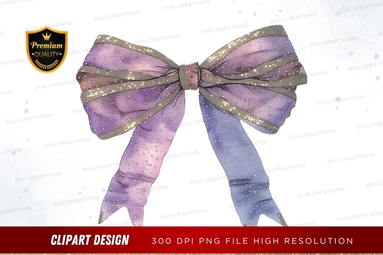 Elegant purple and silver glitter bow