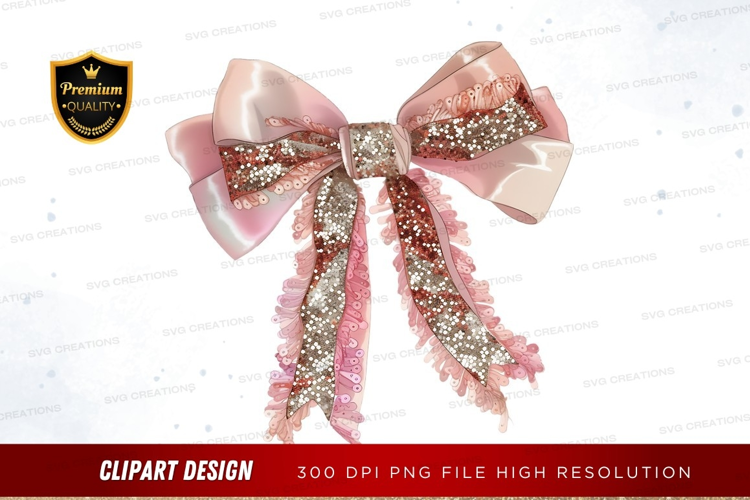 Elegant pink bow with glitter