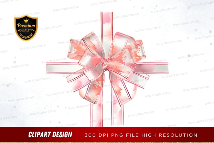 Elegant pink ribbon bow clipart png