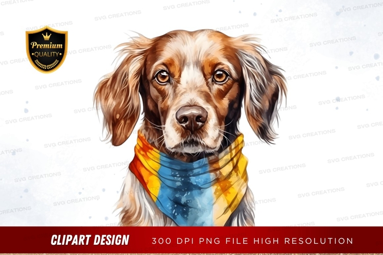 Dog with colorful bandana