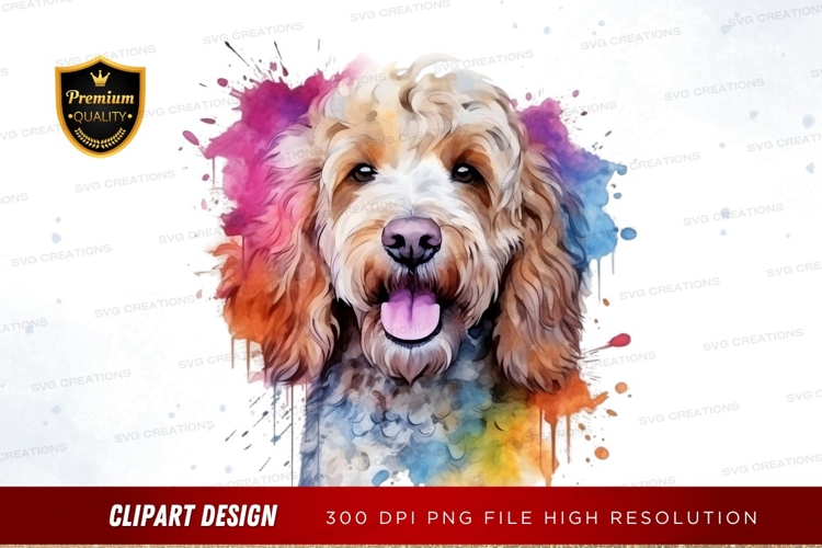 Happy dog with colorful splash