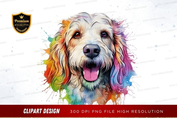 Happy dog with colorful splash example image 1
