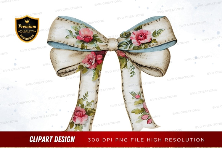 Floral ribbon bow clipart png