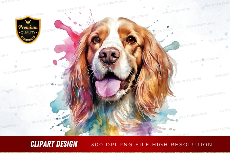 Happy dog with watercolor splash