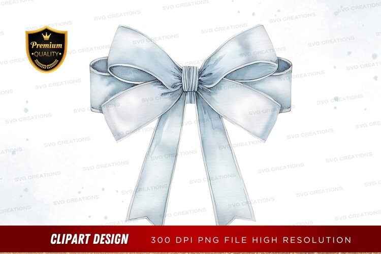 Elegant blue ribbon clip art example image 1