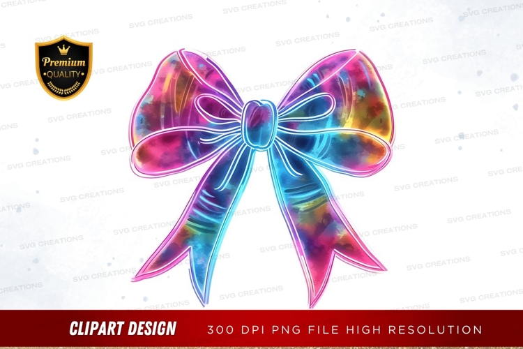 Colorful neon bow clipart png