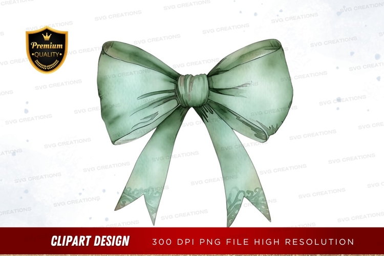 Green ribbon bow clipart png
