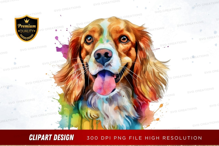 Happy dog with colorful splash